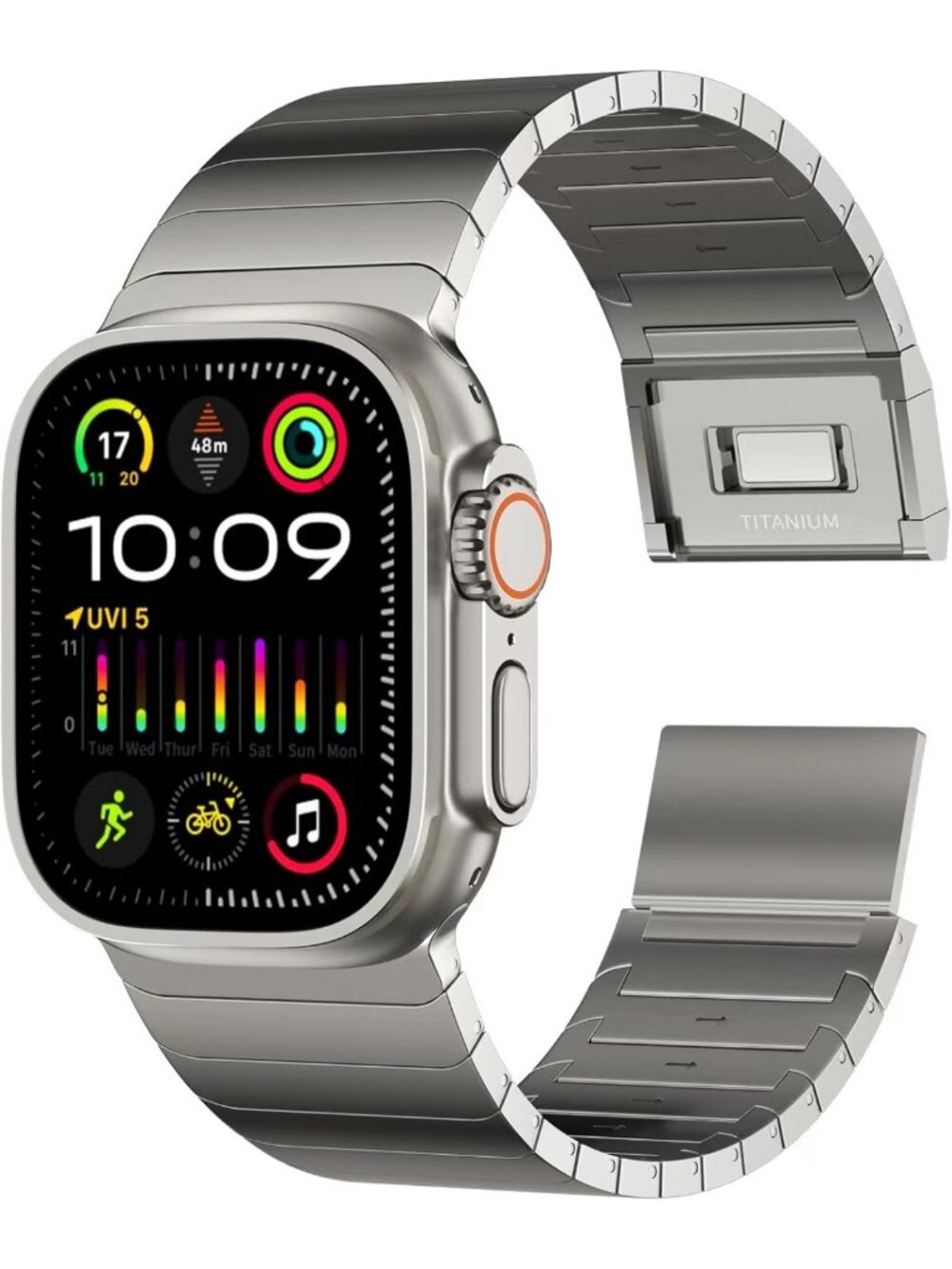Adjustable Full Titanium Band for Apple Watch Ultra/Series 10, 49mm/46mm, DLC